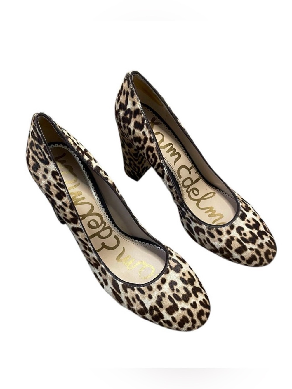 Sam Edelman Stillson Leopard
Leather Pumps Sz 11 Textured
Block Heel Animal